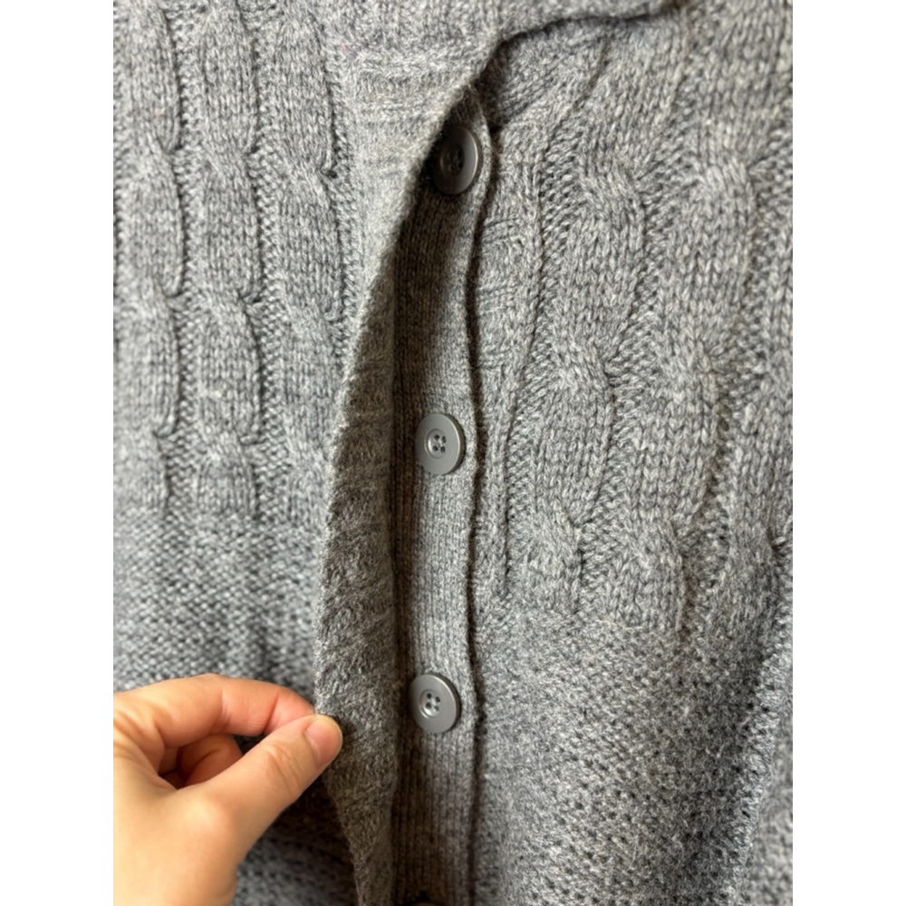 Merona Women's Medium Gray Chunky Knit Cozy Wool Blend Belted Button Up Cardigan - Picture 9 of 14